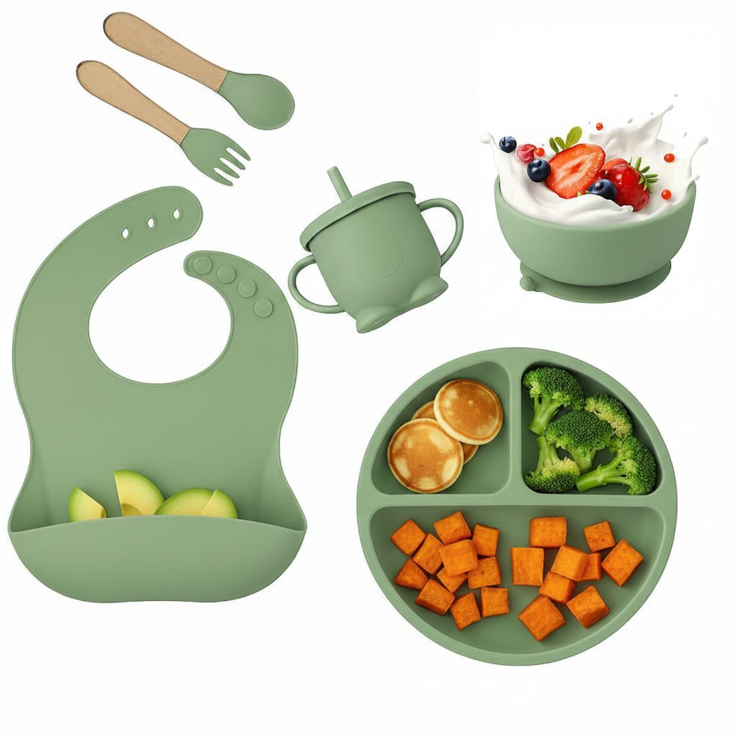 6 Pcs Silicone Baby Feeding Set