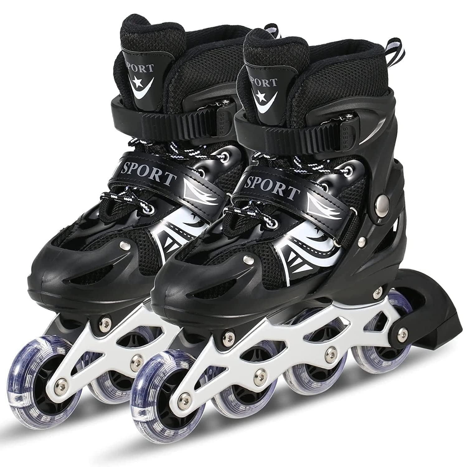 Adjustable Inline Skates for Kids with LED Flash Wheels – Aluminium Frame Roller Blades (Ages 6–15)