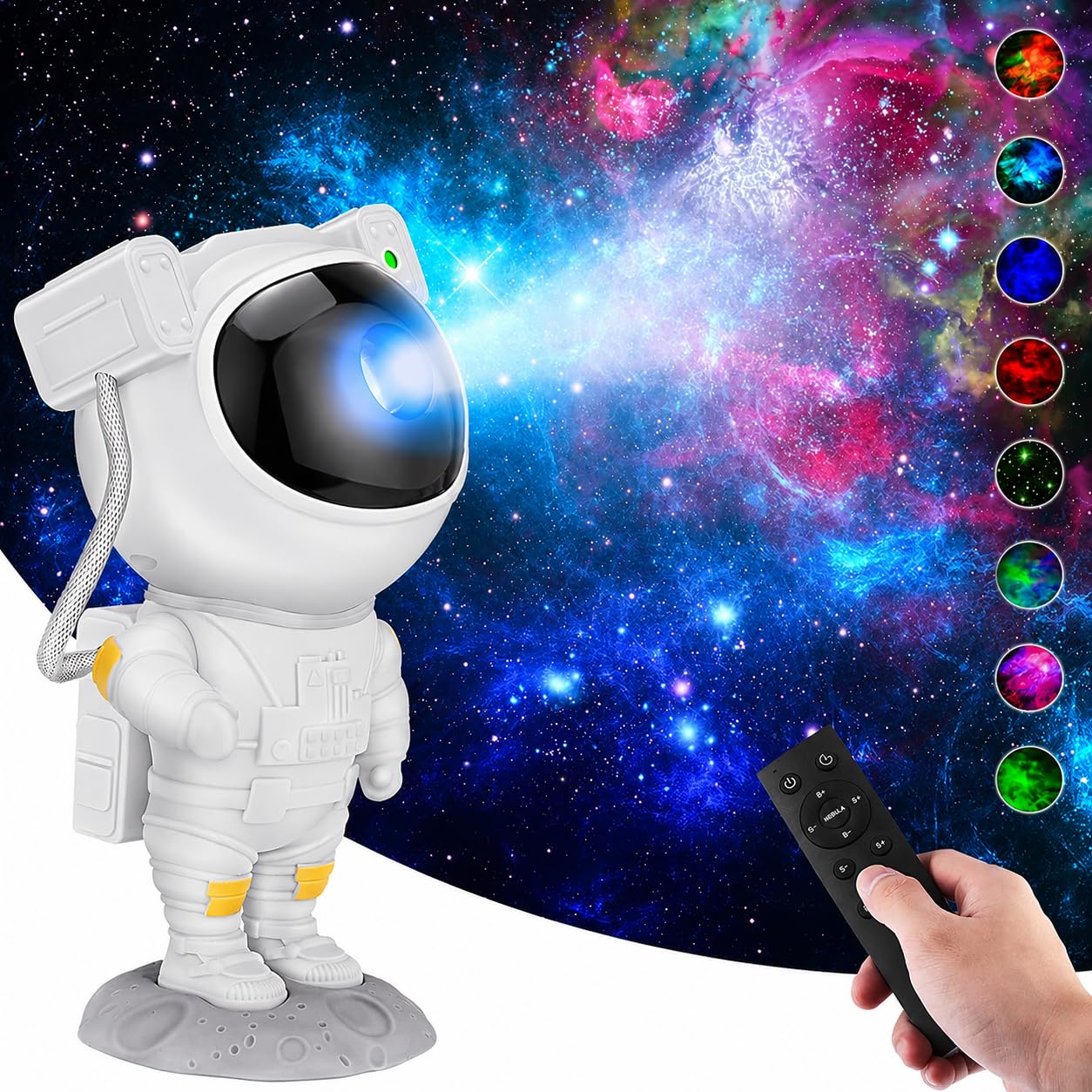 Astronaut Galaxy Projector Night Light – 360° Rotating Star & Nebula Projector with Remote & Timer