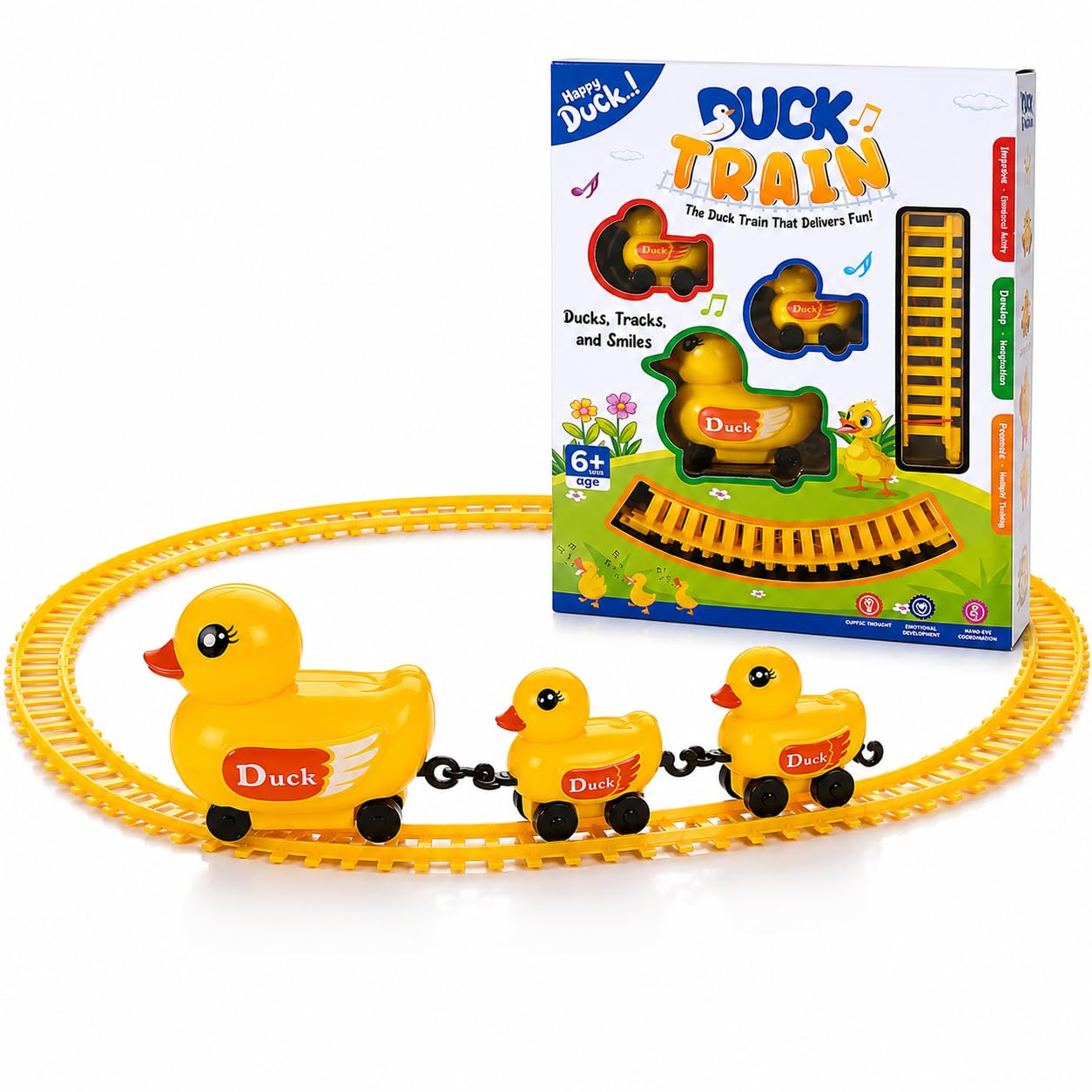Duck Train Toy Set – Battery-Operated Moving Ducks with Track, Lights & Music (Educational, Ages 3+)