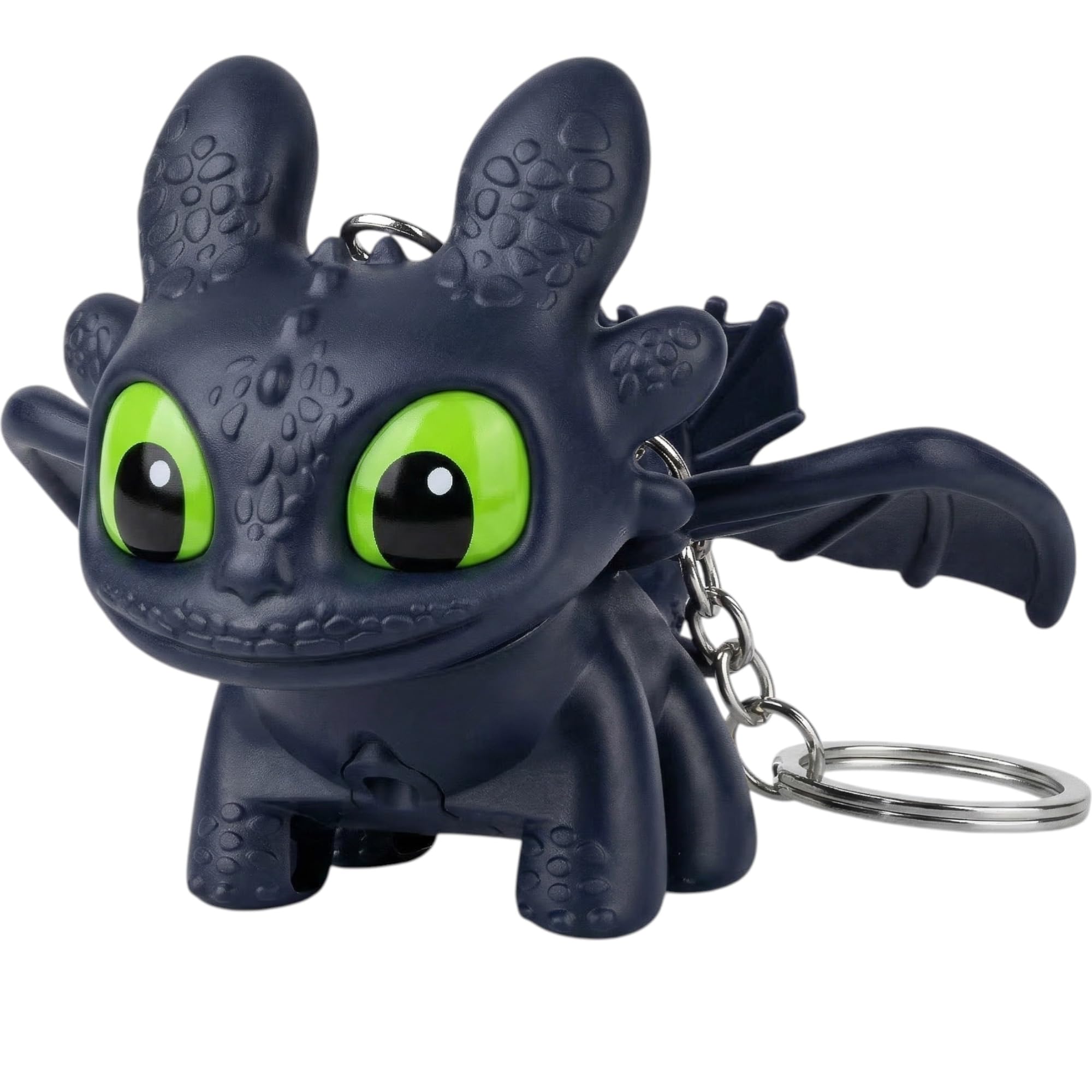 Night Fury Dragon LED Keychain – Glowing Dragon Charm with Light-Up Eyes & Moving Wings